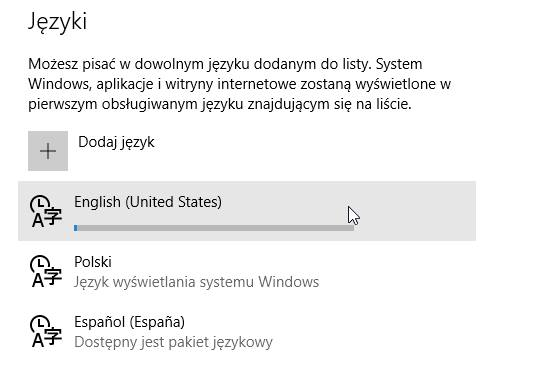 Dodaj język angielski w Windows 10