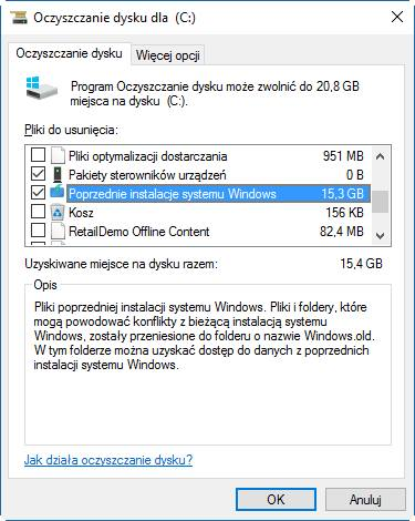 Zaznacz poprzednie wersje systemu Windows