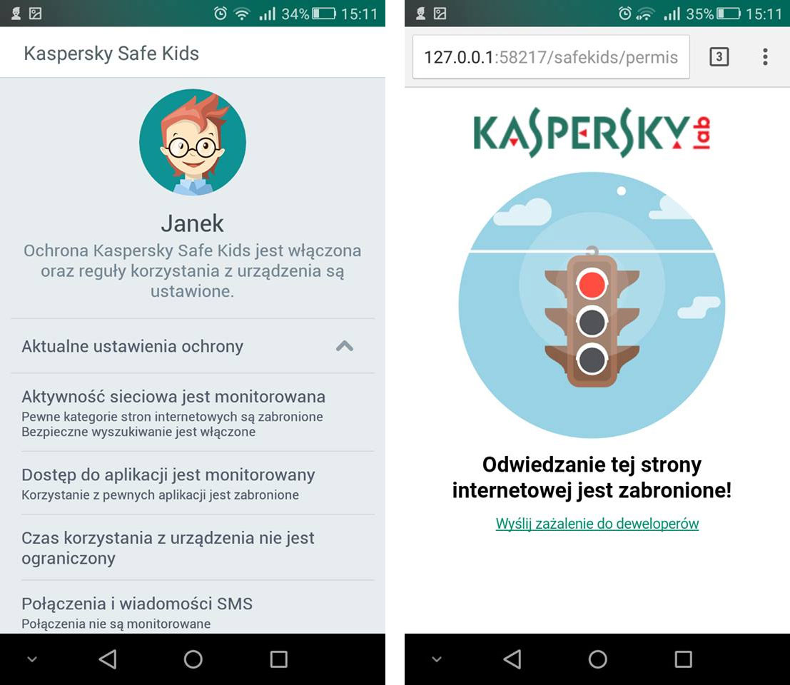 Blokowanie w Kaspersky Safe KIds