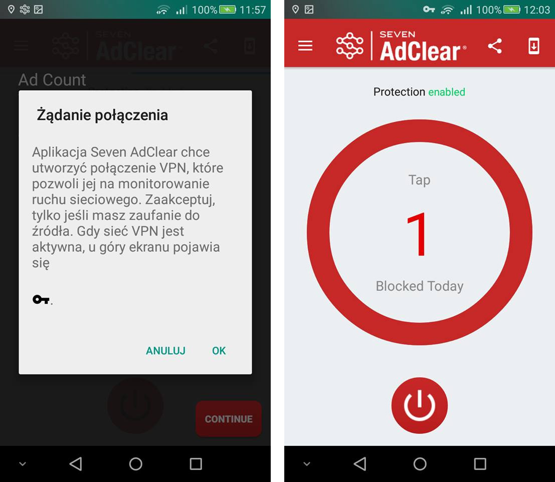 AdClear - blokada reklam w całym Androidzie bez roota