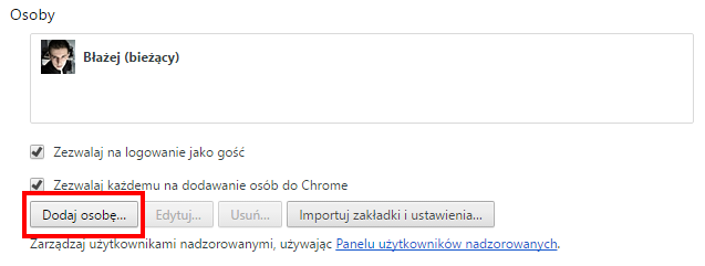 Chrome - dodawanie osoby