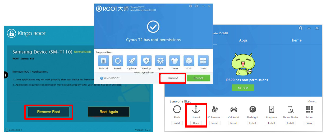 Usuwanie roota - Vroot, Kingo Root, iRoot