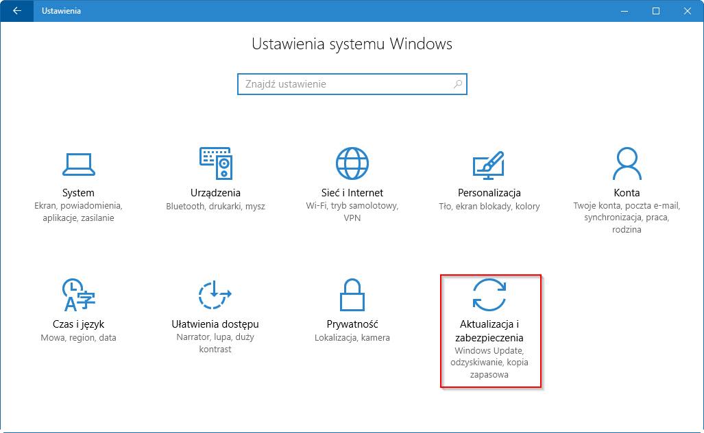 Ustawienia w Windows 10