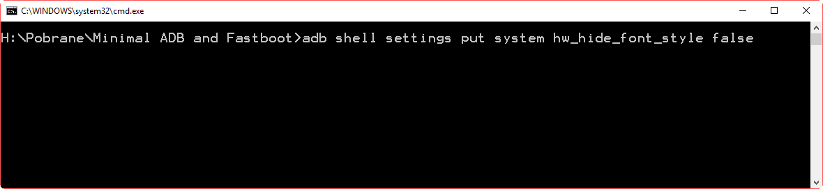 Komenda przywracająca opcje stylu czcionki w Huawei
