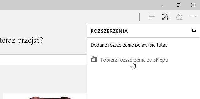 Edge - przejdź do Sklepu Windows z dodatkami