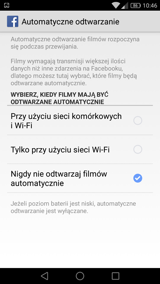 Wyłączanie automatycznego odtwarzania filmów na Facebooku