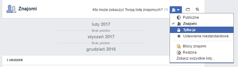 Ukryj listę znajomych na Facebooku