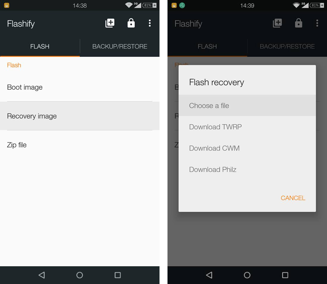 Flashify - instalacja TWRP