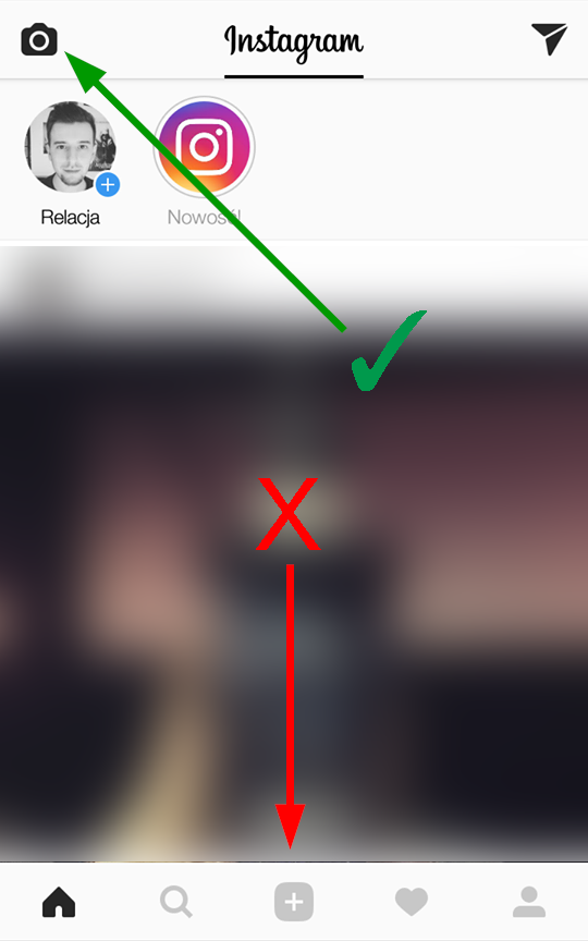 Instagram - włącz aparat dla sekcji Twoja relacja