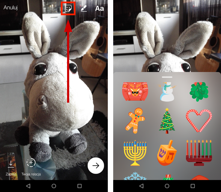 Dodawanie naklejek do zdjęć w Instagramie