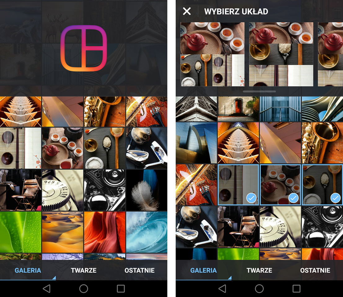 Wybierz zdjęcia i ich układ