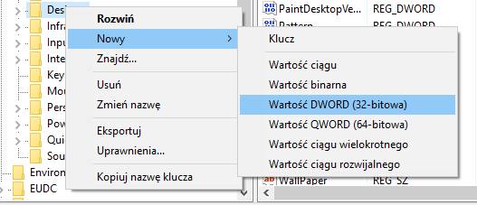 Utwórz nową wartość DWORD 32-bitową