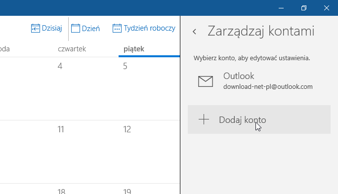 Dodaj konto Google do Kalendarza Windows 10