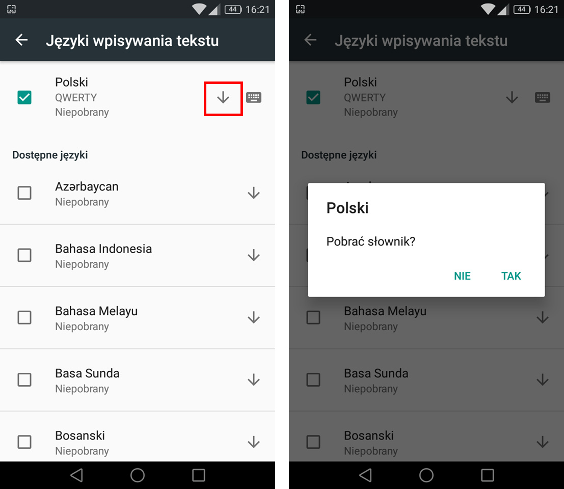 Pobierz polski słownik dla klawiatury Xperia