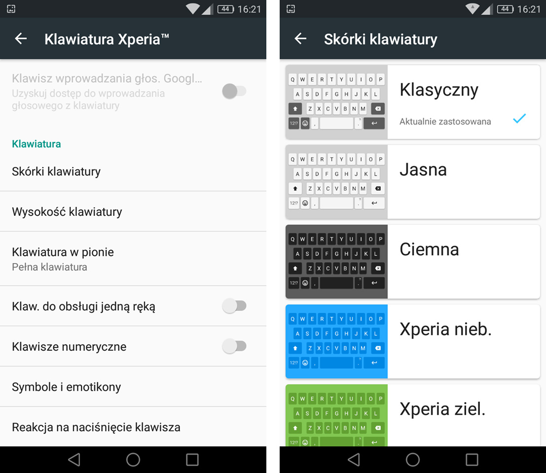 Dostosuj wygląd klawiatury Xperia