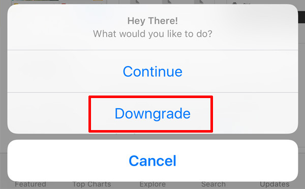 App Admin w iOS - downgrade aplikacji