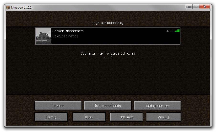 Serwer Minecrafta w przeglądarce serwerów