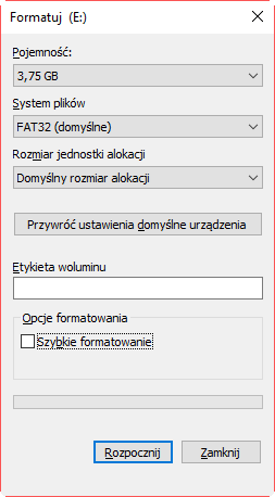 Formatowanie karty SD