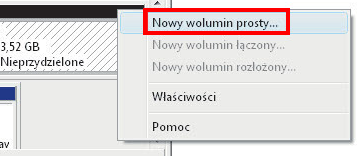 Utwórz nowy wolumin prosty