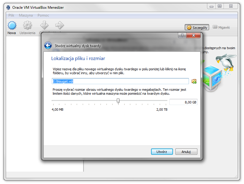 Tworzenie wirtualnego dysku twardego