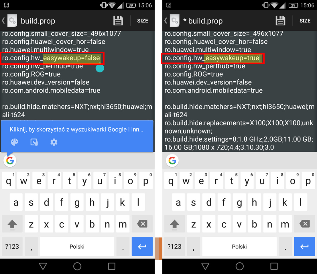 Edycja pliku build.prop w Huawei