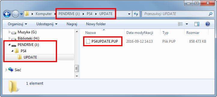 PS4UPDATE.PUP - przekopiuj na pendrive