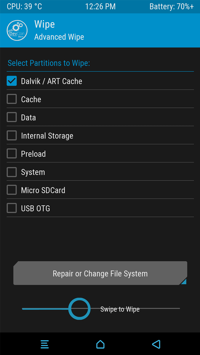 Wipe Cache / Dalvik