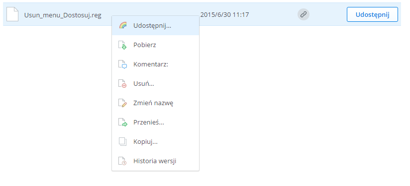 Udostępnianie pliku w Dropbox