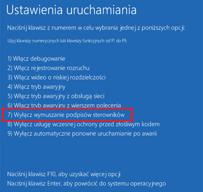 Ustawienia uruchamiania Windows 8 / 10