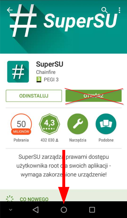 Wyjdź ze Sklepu Play po instalacji SuperSU