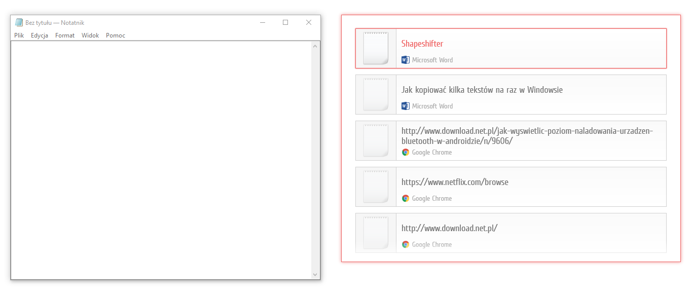 Wybór elementów do wklejenia w Windowsie