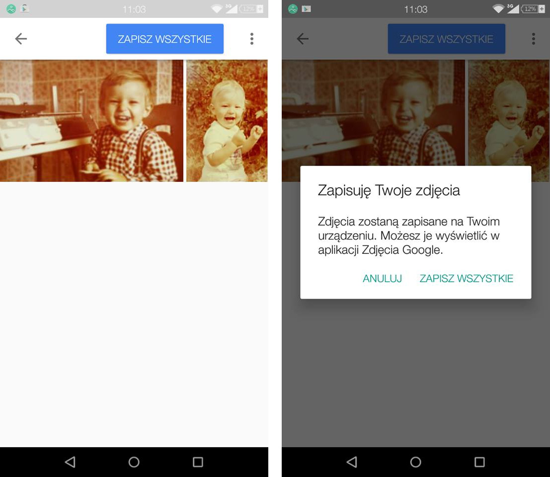 Zapisywanie zdjęć zeskanowanych w Androidzie