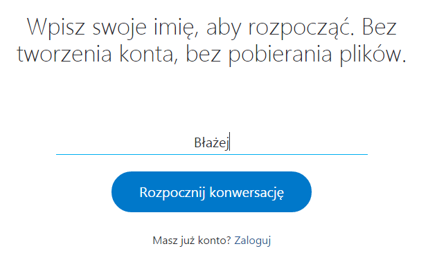 Skype - wpisz swoje imię