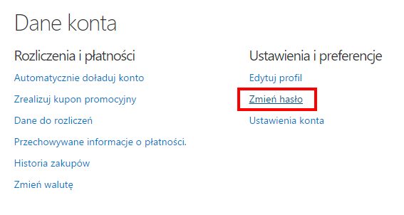 Skype - zmień hasło