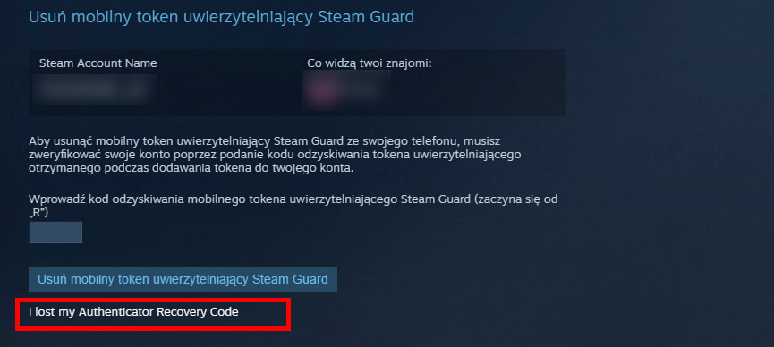 Steam - wypełnij formularz odzyskiwania konta