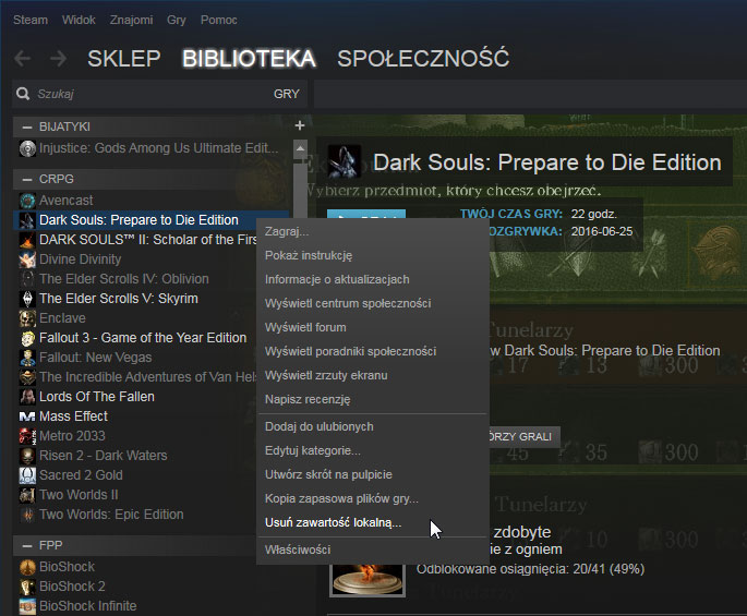 Usuń grę ze starej lokalizacji w Steam