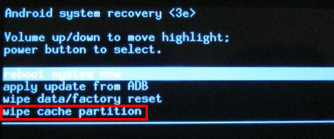 Wipe cache partition