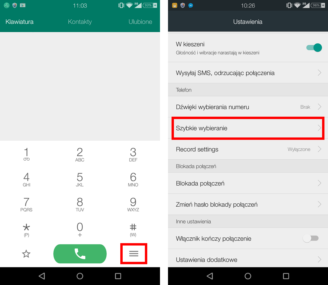 Android - wejdź do ustawień telefonu i połączeń