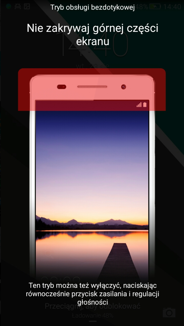 Komunikat o zakrytej górnej części ekranu w Huawei / Honor