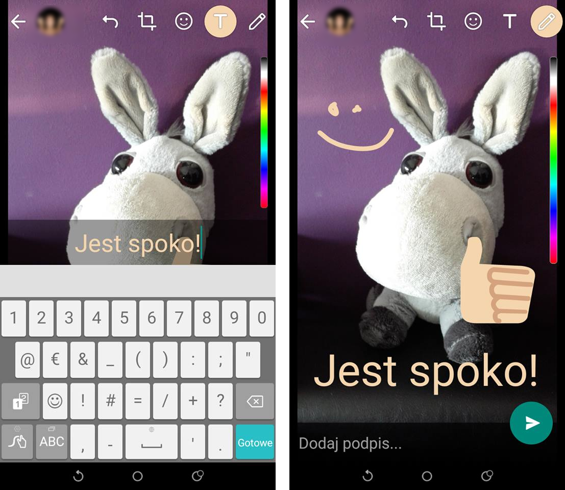 Whatsapp - tekst i rysowanie