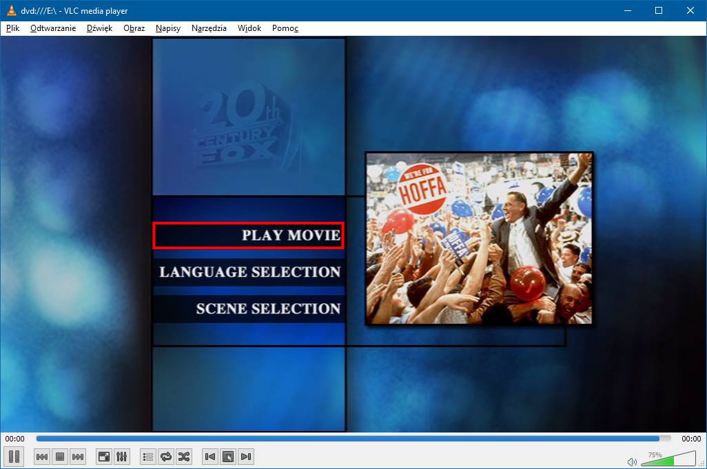 VLC - odtwarzanie DVD (menu filmu)
