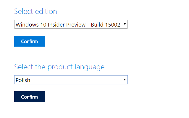 Wybierz wersję Windows 10 do pobrania