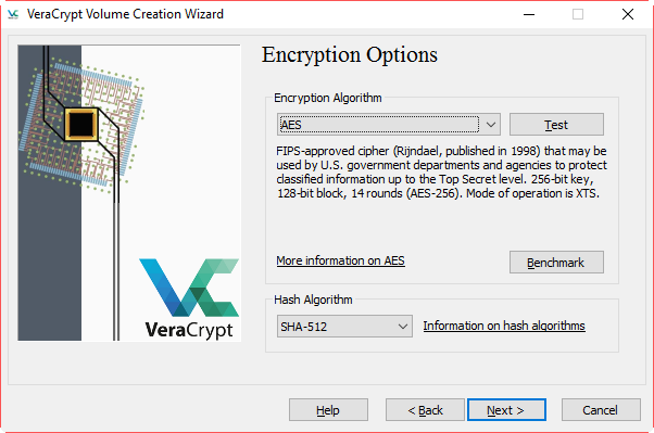 Wybierz algorytm szyfrowania w VeraCrypt