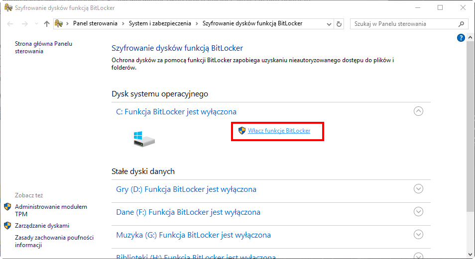 Włącz funkcję BitLocker