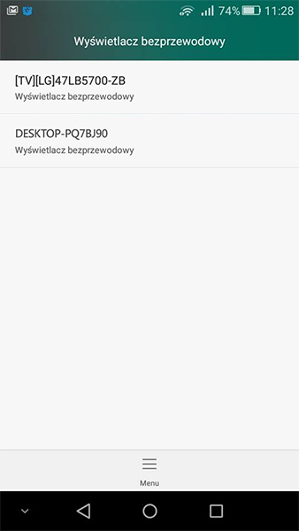 Wyświetlacz bezprzewodowy w Androidzie