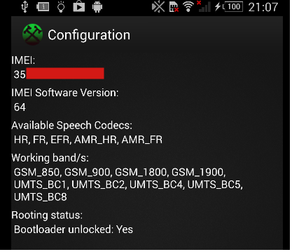 Status możliwości odblokowania bootloadera w Xperii