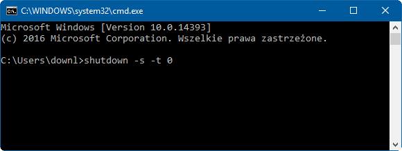 Shutdown -s -t 0