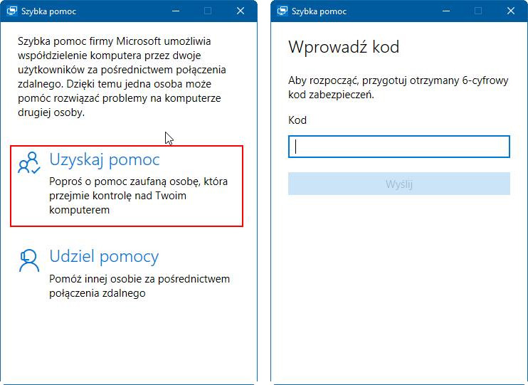 Uzyskiwanie pomocy w Windows 10