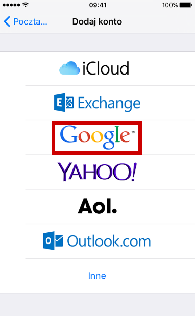 Dodawanie konta Google w iPhone