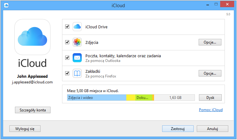 Aplikacja iCloud na Windows